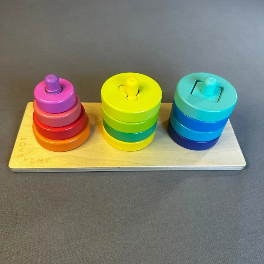 Lovevery Wooden Stacking Toy Rainbow Montessori Peg Puzzle Educational Toddler